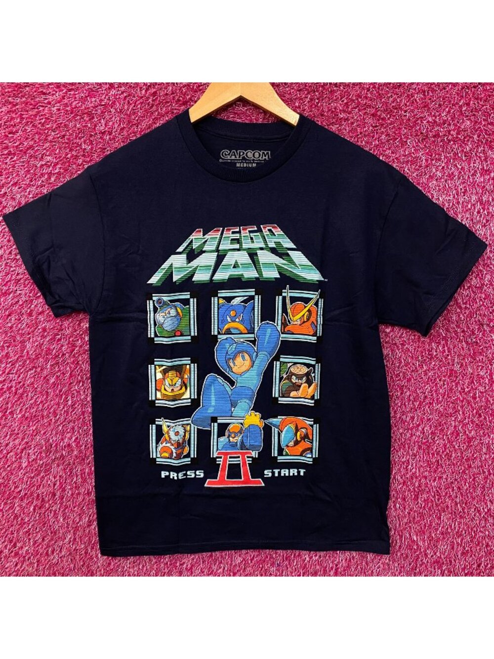 Mega Man Press Start II Retro Graphic T-Shirt Medium